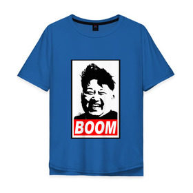 Мужская футболка хлопок Oversize с принтом BOOM КИМ ЧЕН ЫН в Рязани, 100% хлопок | свободный крой, круглый ворот, “спинка” длиннее передней части | boom | kim chen eun | mems | ким чен ын | кнр | мемы | северная корея | ядерные ракеты