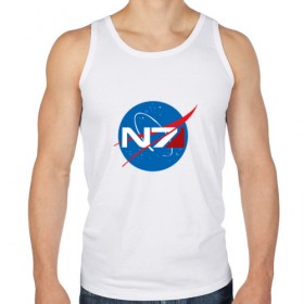 Мужская майка хлопок с принтом NASA N7 MASS EFFECT в Рязани, 100% хлопок |  | logo | n7 | nasa | space | логотип | масс эффект | н7 | наса