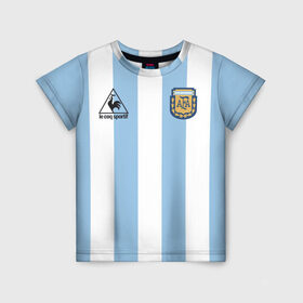 Детская футболка 3D с принтом Марадона Аргентина ретро в Рязани, 100% гипоаллергенный полиэфир | прямой крой, круглый вырез горловины, длина до линии бедер, чуть спущенное плечо, ткань немного тянется | maradona | аргентина | марадона | ретро