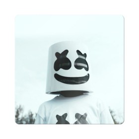 Магнит виниловый Квадрат с принтом MARSHMELLO в Рязани, полимерный материал с магнитным слоем | размер 9*9 см, закругленные углы | dj | marshmello | usa | америка | клубная музыка | маршмелло | музыка | музыкант