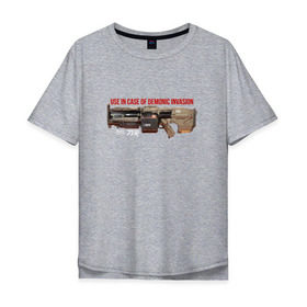 Мужская футболка хлопок Oversize с принтом DOOM - Demonic invasion в Рязани, 100% хлопок | свободный крой, круглый ворот, “спинка” длиннее передней части | doom | doom eternal | дум