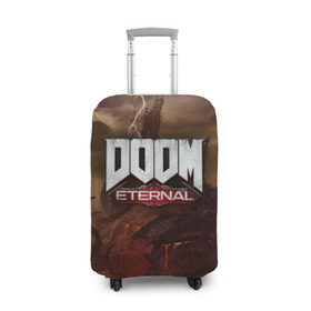 Чехол для чемодана 3D с принтом DOOM Eternal в Рязани, 86% полиэфир, 14% спандекс | двустороннее нанесение принта, прорези для ручек и колес | doom | doomguy | slayer | вечный | дум | думгай | палач рока