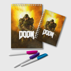 Блокнот с принтом DOOM 2016 в Рязани, 100% бумага | 48 листов, плотность листов — 60 г/м2, плотность картонной обложки — 250 г/м2. Листы скреплены удобной пружинной спиралью. Цвет линий — светло-серый
 | 