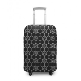 Чехол для чемодана 3D с принтом LINKIN PARK PATTERN в Рязани, 86% полиэфир, 14% спандекс | двустороннее нанесение принта, прорези для ручек и колес | 
