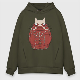 Мужское худи Oversize хлопок с принтом Attack on Totoro в Рязани, френч-терри — 70% хлопок, 30% полиэстер. Мягкий теплый начес внутри —100% хлопок | боковые карманы, эластичные манжеты и нижняя кромка, капюшон на магнитной кнопке | Тематика изображения на принте: anime | attack on titan | totoro | аниме | атака титанов | тоторо