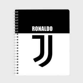 Тетрадь с принтом Ronaldo Juventus в Рязани, 100% бумага | 48 листов, плотность листов — 60 г/м2, плотность картонной обложки — 250 г/м2. Листы скреплены сбоку удобной пружинной спиралью. Уголки страниц и обложки скругленные. Цвет линий — светло-серый
 | cr7 | cristiano ronaldo | football | juventus | криштиану роналду | роналдо | роналду | ювентус