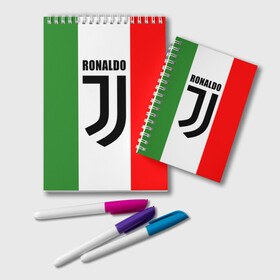 Блокнот с принтом Ronaldo Juventus Italy в Рязани, 100% бумага | 48 листов, плотность листов — 60 г/м2, плотность картонной обложки — 250 г/м2. Листы скреплены удобной пружинной спиралью. Цвет линий — светло-серый
 | cr7 | cristiano ronaldo | football | juventus | криштиану роналду | роналдо | роналду | футбол | ювентус