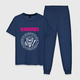 Мужская пижама хлопок с принтом ramones в Рязани, 100% хлопок | брюки и футболка прямого кроя, без карманов, на брюках мягкая резинка на поясе и по низу штанин
 | misfits | punk | ramones | панк | рок