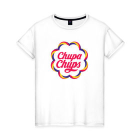 Женская футболка хлопок с принтом Chupa-Chups color в Рязани, 100% хлопок | прямой крой, круглый вырез горловины, длина до линии бедер, слегка спущенное плечо | chupa | chupa chups