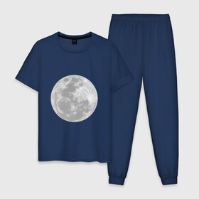 Мужская пижама хлопок с принтом Луна в Рязани, 100% хлопок | брюки и футболка прямого кроя, без карманов, на брюках мягкая резинка на поясе и по низу штанин
 | moon | космос | луна | небесное тело | спутник