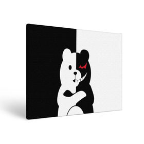 Холст прямоугольный с принтом MONOKUMA в Рязани, 100% ПВХ |  | Тематика изображения на принте: anime | bear | black  white | minomi | monokuma | pink | rabbit | school | аниме | главарь | миноми | монокума | черно белый | школа