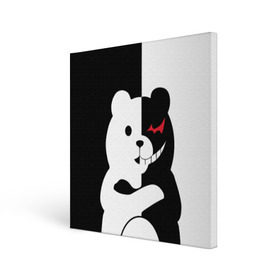 Холст квадратный с принтом MONOKUMA в Рязани, 100% ПВХ |  | anime | bear | black  white | minomi | monokuma | pink | rabbit | school | аниме | главарь | миноми | монокума | черно белый | школа