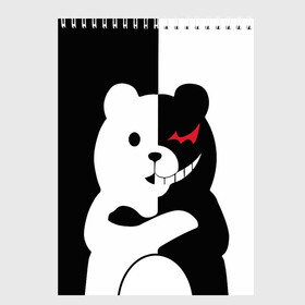 Скетчбук с принтом MONOKUMA в Рязани, 100% бумага
 | 48 листов, плотность листов — 100 г/м2, плотность картонной обложки — 250 г/м2. Листы скреплены сверху удобной пружинной спиралью | anime | bear | black  white | minomi | monokuma | pink | rabbit | school | аниме | главарь | миноми | монокума | черно белый | школа