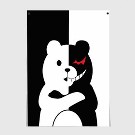 Постер с принтом MONOKUMA в Рязани, 100% бумага
 | бумага, плотность 150 мг. Матовая, но за счет высокого коэффициента гладкости имеет небольшой блеск и дает на свету блики, но в отличии от глянцевой бумаги не покрыта лаком | anime | bear | black  white | minomi | monokuma | pink | rabbit | school | аниме | главарь | миноми | монокума | черно белый | школа