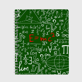 Тетрадь с принтом ФОРМУЛЫ ФИЗИКА в Рязани, 100% бумага | 48 листов, плотность листов — 60 г/м2, плотность картонной обложки — 250 г/м2. Листы скреплены сбоку удобной пружинной спиралью. Уголки страниц и обложки скругленные. Цвет линий — светло-серый
 | e mc 2 | emc 2 | school | знаменитые формулы | физика | формулы | школа | эйнштейн