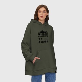 Худи SuperOversize хлопок с принтом Floss like a boss в Рязани, 70% хлопок, 30% полиэстер, мягкий начес внутри | карман-кенгуру, эластичная резинка на манжетах и по нижней кромке, двухслойный капюшон
 | dance | floss like a boss | fortnite | swag | thebackpackkid | танец