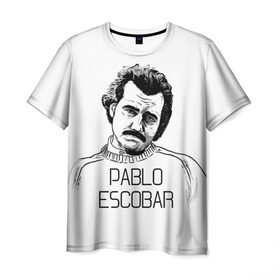 Мужская футболка 3D с принтом Pablo Escobar в Рязани, 100% полиэфир | прямой крой, круглый вырез горловины, длина до линии бедер | escobar | loving pablo | эскобар