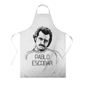 Фартук 3D с принтом Pablo Escobar в Рязани, 100% полиэстер | общий размер — 65 х 85 см, ширина нагрудника — 26 см, горловина — 53 см, длина завязок — 54 см, общий обхват в поясе — 173 см. Принт на завязках и на горловине наносится с двух сторон, на основной части фартука — только с внешней стороны | escobar | loving pablo | эскобар