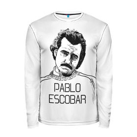 Мужской лонгслив 3D с принтом Pablo Escobar в Рязани, 100% полиэстер | длинные рукава, круглый вырез горловины, полуприлегающий силуэт | Тематика изображения на принте: escobar | loving pablo | эскобар