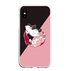 Чехол для iPhone XS Max матовый с принтом MONOKUMA X MONOMI в Рязани, Силикон | Область печати: задняя сторона чехла, без боковых панелей | anime | bear | black  white | danganronpa | kurokuma | monodam | monokuma | monomi | monotaro | pink | rabbit | school | shirokuma | аниме | главарь | мoноми | монокума | черно белый | школа