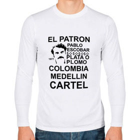 Мужской лонгслив хлопок с принтом Pablo Escobar в Рязани, 100% хлопок |  | escobar | loving pablo | эскобар