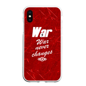 Чехол для iPhone XS Max матовый с принтом WAR NEVER CHANGES в Рязани, Силикон | Область печати: задняя сторона чехла, без боковых панелей | 101 | 111 | 76 | atom cats | bethesda | brotherhood of steel | fallout | nuka cola | outcast | tunnel snakes | vault | war | братство стали | бункер | война | убежище | фолаут | фоллаут | ядеркола