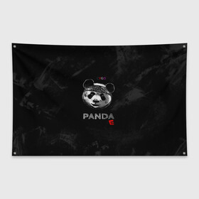 Флаг-баннер с принтом Cygo - panda E в Рязани, 100% полиэстер | размер 67 х 109 см, плотность ткани — 95 г/м2; по краям флага есть четыре люверса для крепления | cygo | panda e | rap | бандана | гепард | голова | леонид вакальчук | медведь | мы бежим с тобой как будто от гепарда | надпись | панда е | реп | репер | рэп | рэпер | сайго | суго | цуго