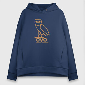 Женское худи Oversize хлопок с принтом OVO owl в Рязани, френч-терри — 70% хлопок, 30% полиэстер. Мягкий теплый начес внутри —100% хлопок | боковые карманы, эластичные манжеты и нижняя кромка, капюшон на магнитной кнопке | drake | hotlinebling | more life | ovo | sixgod | дрейк