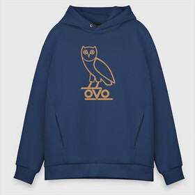 Мужское худи Oversize хлопок с принтом OVO owl в Рязани, френч-терри — 70% хлопок, 30% полиэстер. Мягкий теплый начес внутри —100% хлопок | боковые карманы, эластичные манжеты и нижняя кромка, капюшон на магнитной кнопке | drake | hotlinebling | more life | ovo | sixgod | дрейк