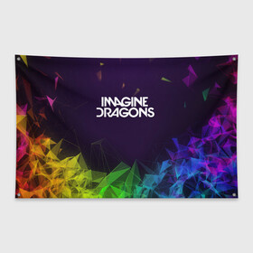 Флаг-баннер с принтом IMAGINE DRAGONS в Рязани, 100% полиэстер | размер 67 х 109 см, плотность ткани — 95 г/м2; по краям флага есть четыре люверса для крепления | alteranative rock | imagone dragons | music | rap | rock | альтернативный рок | группа | драконы | музыка | музыканты | реп | рок