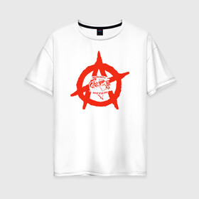 Женская футболка хлопок Oversize с принтом Монгол Шуудан в Рязани, 100% хлопок | свободный крой, круглый ворот, спущенный рукав, длина до линии бедер
 | монгол шуудан анархия анархо рок рок панк