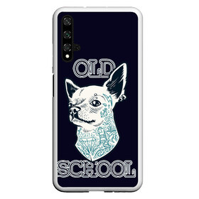 Чехол для Honor 20 с принтом Old school Chihuahua в Рязани, Силикон | Область печати: задняя сторона чехла, без боковых панелей | chihuahua | dog | old school | tattoo | олдскул | собака | тату | чихуахуа