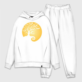 Мужской костюм хлопок OVERSIZE с принтом Дерево на фоне луны в Рязани,  |  | halloween | дерево | луна | мыши | ночь | страшно | хэллоуин