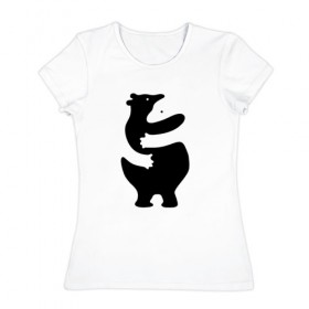 Женская футболка хлопок с принтом Мишки-Обнимашки в Рязани, 100% хлопок | прямой крой, круглый вырез горловины, длина до линии бедер, слегка спущенное плечо | bear | лапочка | медведи | милота | мимими | мишка