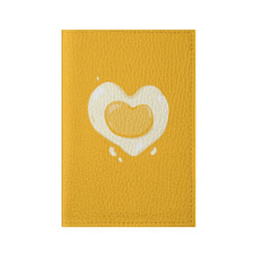 Обложка для паспорта матовая кожа с принтом Яичница Сердечко в Рязани, натуральная матовая кожа | размер 19,3 х 13,7 см; прозрачные пластиковые крепления | eggs | food | heart | love | white | yellow | белок | всмятку | еда | желток | любовь | сердечко | сердце | яичница | яйца