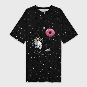 Платье-футболка 3D с принтом Homer Spaceman в Рязани,  |  | bart | beer | dunt | family | homer | lisa | maggie | marge | simpson | simpsons | space | sprihgfield | star | thesimpsons | барт | гомер | лиза | мардж | мегги | семья | симпсоны | спрингфилд