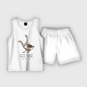 Детская пижама с шортами хлопок с принтом Гуси в Рязани,  |  | anti | bird | geese | go | gussi | home | snake | анти | брэнд | верховный | высший | гуси | гуччи | домашняя | знак | идут | картинка | крутой | логотип | лучший | мода | молодёжная | популярная | прикол | птица | рисунок