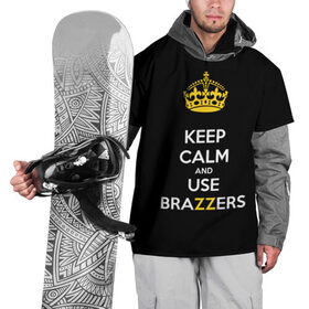 Накидка на куртку 3D с принтом KEEP CALM AND USE BRAZZERS в Рязани, 100% полиэстер |  | 