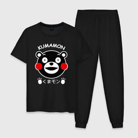 Мужская пижама хлопок с принтом KUMAMON в Рязани, 100% хлопок | брюки и футболка прямого кроя, без карманов, на брюках мягкая резинка на поясе и по низу штанин
 | japanese | kumamon | kumamoto | аниме | игрушка | кумамон | кумамото сапурайдзу | персонаж | талисман | япония