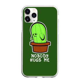 Чехол для iPhone 11 Pro матовый с принтом Nobody Hugs Me в Рязани, Силикон |  | cactus | hugs | me | nobody | sad | горшок | горшочек | грусть | кактус | надпись | обнимашки | объятия | печаль | тоска