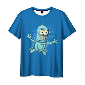 Мужская футболка 3D с принтом Bender Nevermind в Рязани, 100% полиэфир | прямой крой, круглый вырез горловины, длина до линии бедер | bender | futurama | mult | nevermind | nirvana | simpsons | zoidberg | бендер | зойдберг | мульт | мультик | мультфильм | симпсоны | футурама