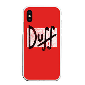 Чехол для iPhone XS Max матовый с принтом Duff Beer в Рязани, Силикон | Область печати: задняя сторона чехла, без боковых панелей | Тематика изображения на принте: beer | donut | duff | fun | homer | joke | simpson | simpsons | гомер | дафф | пончик | прикол | приколы | симпсон | симпсоны