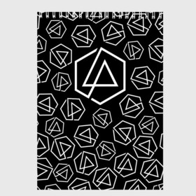 Скетчбук с принтом LINKIN PARK PATTERN в Рязани, 100% бумага
 | 48 листов, плотность листов — 100 г/м2, плотность картонной обложки — 250 г/м2. Листы скреплены сверху удобной пружинной спиралью | alteranative rock | chester bennington | linkin park | logo | mike shinoda | music | rap | rock | альтернативный рок | группа | лого | музыка | реп | рок