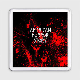 Магнит 55*55 с принтом AMERICAN HORROR STORY в Рязани, Пластик | Размер: 65*65 мм; Размер печати: 55*55 мм | Тематика изображения на принте: american horror story | blood | американская история ужасов | брызги | кровь | сериал | ужасы