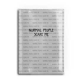 Обложка для автодокументов с принтом NORMAL PEOPLE SCARE ME в Рязани, натуральная кожа |  размер 19,9*13 см; внутри 4 больших “конверта” для документов и один маленький отдел — туда идеально встанут права | american horror story | normal people scare me | американская история ужасов | сериал | ужасы