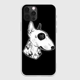 Чехол для iPhone 12 Pro Max с принтом Бультерьер в Рязани, Силикон |  | dog | dogs | tattoo | бультерьер | пес | псы | собака | собакен | собаки | собачка | собачки | татуировка | татуировки | щенки | щенок | щеночек | щеночки