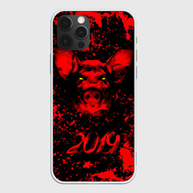 Чехол для iPhone 12 Pro с принтом Красный поросенок в Рязани, силикон | область печати: задняя сторона чехла, без боковых панелей | 2019 | боров | брызги | веселье | взгляд | год | домашнее | животное | капли | красный | кровь | подарок | поздравление | поросенок | праздник | радость | рождество | с новым годом | свинья