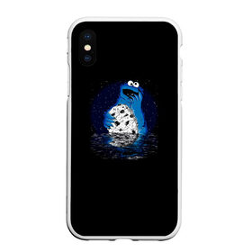 Чехол для iPhone XS Max матовый с принтом Cookie monster в Рязани, Силикон | Область печати: задняя сторона чехла, без боковых панелей | cookie | cookiemonster | delicious | eat | monster | yummy | еда | куки | кукимонстр | монстр | печенье | сладости | улица | улицасезам