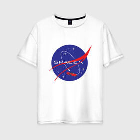 Женская футболка хлопок Oversize с принтом NASA Space в Рязани, 100% хлопок | свободный крой, круглый ворот, спущенный рукав, длина до линии бедер
 | alien | earth | express | futurama | galaxy | moon | nasa | planet | space | star | ufo | world | астронавт | вселенная | гагарин | галактика | звезда | звезды | земля | ино | космонавт | космос | луна | мир | наса | небо | нло | планета | полёт