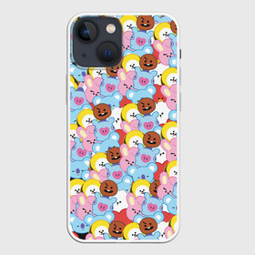 Чехол для iPhone 13 mini с принтом BTS BT21 STICKERS в Рязани,  |  | bt21 | bts | bts army | bts stickers | j hope | jimin | jin | jungkook | k pop | rap monster | rapmon | suga | v | бтс | корея | стикеры bts